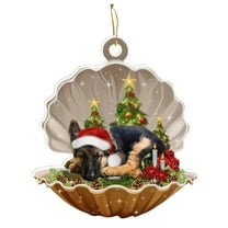 Beautynvta Christmas Hanging Ornament, Plastic Shell Dog Hanging Ornament, Christmas Tree Cute Sleeping Dog Pendant for Christmas Tree Outdoor Decor, 3.1" H