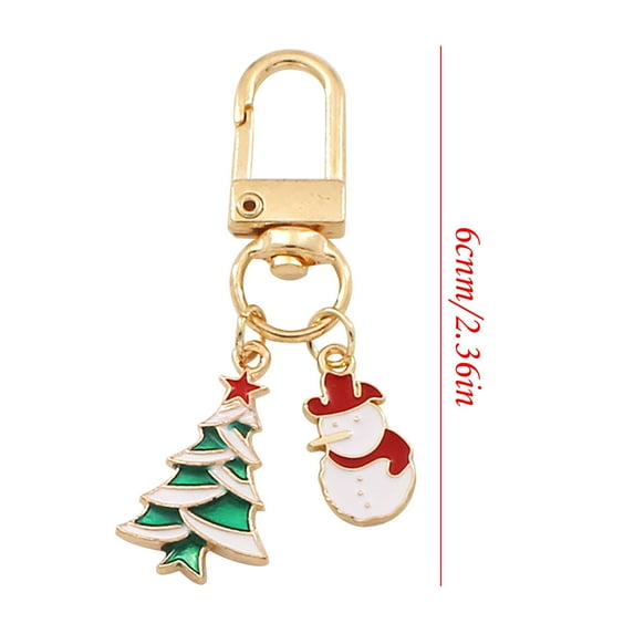 Beautynvta Christmas Keychain Pendants, Cute Hanging Tree Candy and Snowman Pendant, Christmas Metal Keychain Decoration for Home Car Tree Decor, 2.4" H