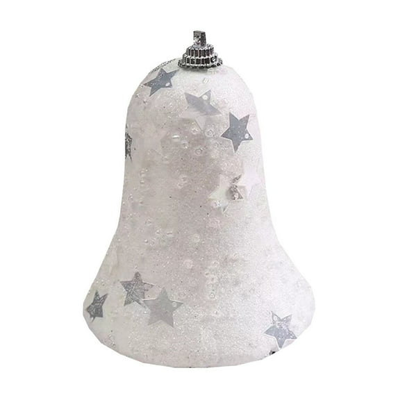 Beautynvta Christmas Ornaments, Christmas Glitter Bell Pendant, Christmas Sparkle Bell Hanging Decoration for Xmas Tree Windows Party Decor, White