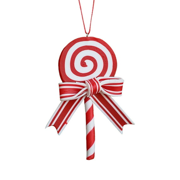 Beautynvta Christmas Ornaments, Lollipop Candy Christmas Pendant, Cute Candy Cane Christmas Hanging Decorations for Tree Windows Party Decor, 2.8" x 3.7", Red