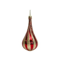 Beautynvta Christmas Ornaments, Plastic Electroplated Teardrop Christmas Pendant, Christmas Hanging Decoration for Xmas Wall Door Party Decor, 4.9" x 2.2", Red