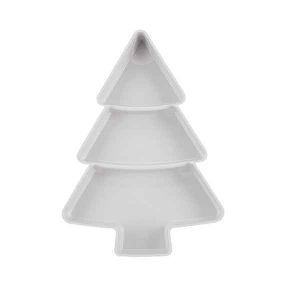 Beautynvta Christmas Serving Tray, Food-Grade Plastic Christmas Tree Shaped Plates Snack Tray, Food Serving Platter for Snack, Fruit, Cookies, Candy, 7.3" x 10.2", White