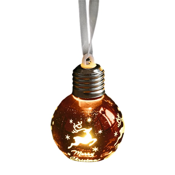 Beautynvta Christmas Tree Pendant, Electroplating Luminous Bulb Christmas Balls Ornaments, Luminous Christmas Tree Ball Decoration for Xmas Party Decor, 2.2" x 3.9"