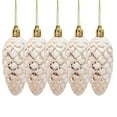 thumbnail image 1 of Beautynvta Christmas Tree Pendant, Shatterproof Pine Cone Christmas Balls Ornaments, Hanging Pinecone Decoration for Xmas Party Decor, 5Pcs, 1.5" x 3.6", Beige, 1 of 4