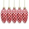 thumbnail image 1 of Beautynvta Christmas Tree Pendant, Shatterproof Pine Cone Christmas Balls Ornaments, Hanging Pinecone Decoration for Xmas Party Decor, 5Pcs, 1.5" x 3.6", Red, 1 of 3
