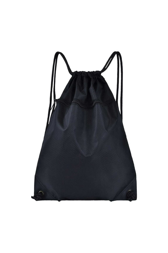 Beautynvta Drawstring Backpack, Oxford Cloth Basketball Backpack Soccer Gym Bag, Football Backpack with Ball and Shoe Compartment, 16.5" x 18.9", Black