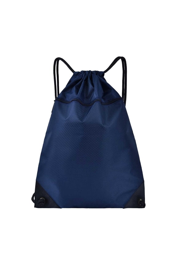 Drawstring Backpack, Oxford Cloth Basketball Backpack Soccer Gym Bag, Football Backpack with Ball and Shoe Compartment, 16.5" x 18.9", Dark Blue