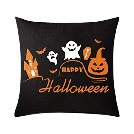 Beautynvta Halloween Pillow Covers, Ghost Print Square Cushion Cover, Halloween Sofa Pillow Case for Sofa Couch Bed, 17.7" x 17.7"