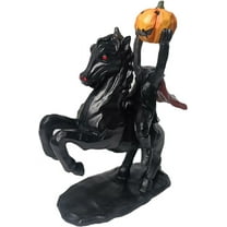 Beautynvta Headless Horseman Statue, Halloween Scary Headless Knight Decorations and Horror Movie Gothic Decor, Resin Ornaments with Red Pumpkin for Home Desktop Decorations, Black