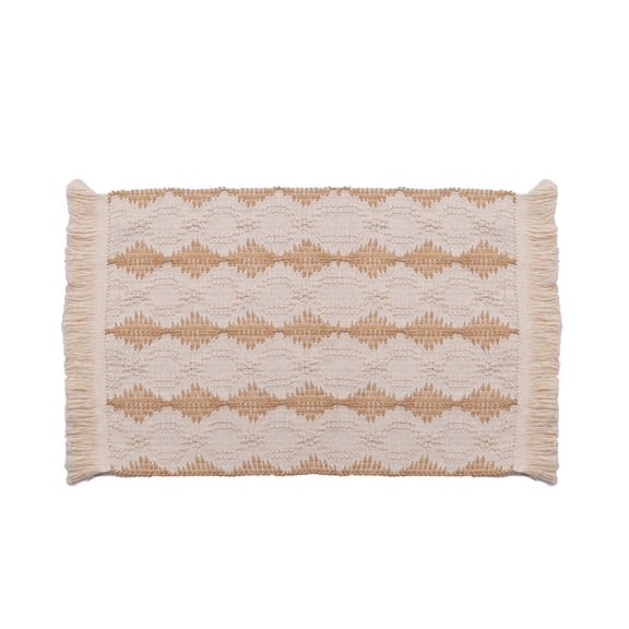 Beautynvta Place Mats, Cotton Fabric Square Placemat Table Mats for Dining Tables, Washable Non-Slip Placemats for Garden Farmhouse Party Dinner Home Decoration, 11.8" x 19.6", Khaki