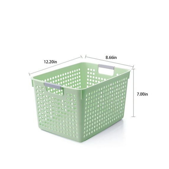 Beautynvta Plastic Laundry Basket, Heavy Duty Large Laundry Hamper with Silver Handles, Clothes Organizer Travel Laundry Basket for Family Dorm, 7" x 8.7" x 12.2", Green