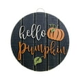 thumbnail image 1 of Beautynvta Round Door Sign, Pumpkin Door Hanger Decoration, Welcome Sign for Halloween Thanksgiving Fall Front Door Porch Wall Decor, 11" x 11", Black, 1 of 2