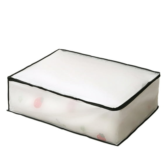 Beautynvta Storage Bag, Plastic Foldable and Stackable Storage Box with Zipper, Multipurpose Duty Laundry Bag, Large Blanket Storage Bags for Pillows Coats, 31.5" x 23.6" x 9.8", Clear