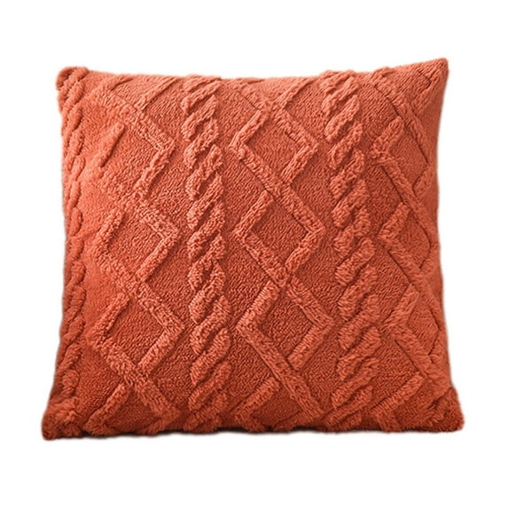 Beautynvta Throw Pillow Covers, Solid Color Decorative and Soft Plush Pillow Cases, Breathable Cushion Case for Couch Bed Sofa Living Room Office Decor, 17.7" x 17.7", Orange