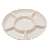 Beautynvta Clearance Wheats Straw Divided Serving Tray, Round Nut Snacks Fruit Container Tray with 6 Compartment for Dried Fruits Nuts Candies Sweet Cookies and Fruits, Beige
