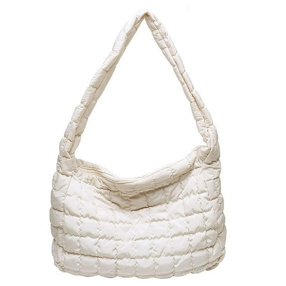 Beautynvta Women's Crossbody Handbags, Large Capacity Nylon Shoulder Bag for Travel, Work, Shopping, School, College, Party, Beach, 14.17" x 13" x 4.33", White