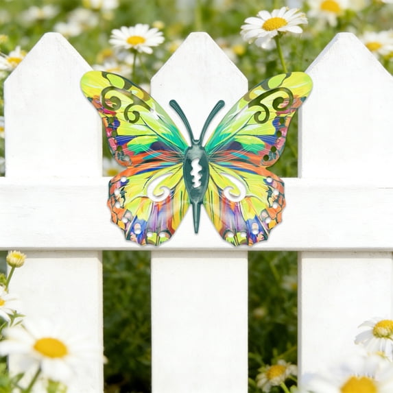 Beautynvta Colorful Metal Butterfly Wall Decor, Iron Butterfly Outdoor Fence Wall Art Decor, Hanging Decor for Garden Yard Living Room Patio Balcony