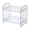 thumbnail image 1 of Beautynvta Countertop Organizer, 2 Tiers Plastic Shelf, Desktop Hollowed Out Shelf, Makeup Organizers, Bathroom Counter Organizer, Kitchen Spice Rack, White, 1 of 6