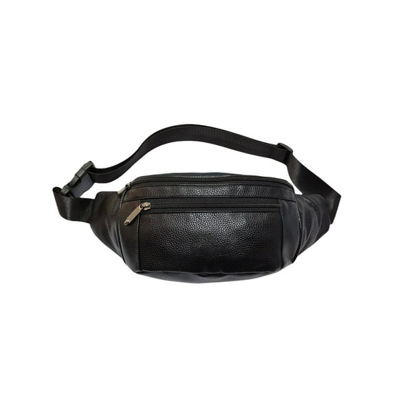Beautynvta Crossbody Fanny Bag for Women Men, Waterproof Leather Sports Waist Bag Pack, Large Capacity Fanny Pack for Travel Hiking Running, Black