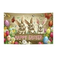 thumbnail image 1 of Beautynvta Cute Bunny Backdrop Happy Easter Decorations Spring Floral Colorful Eggs Backdrop Garage Door Decorations for Party Photo Props Supplies, 45''x71'', 1 of 5