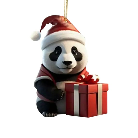 Beautynvta Cute Panda Christmas Ornaments, Xmas Gifts, Personauzed Christmas Panda Hanging Ornaments Exquisite Acrylic Pendant Christmas Tree Decorations