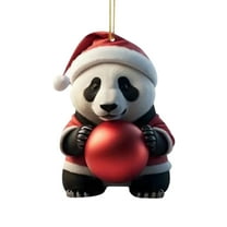 Beautynvta Cute Panda Christmas Ornaments, Xmas Gifts, Personauzed Christmas Panda Hanging Ornaments Exquisite Acrylic Pendant Christmas Tree Decorations