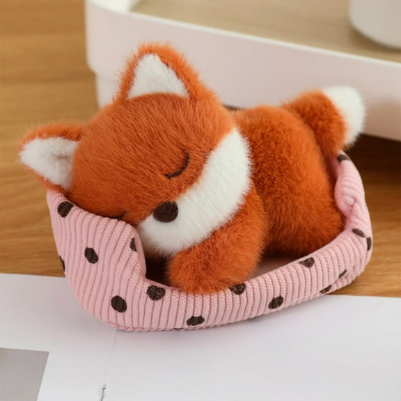 Beautynvta Cute Plush Toy with Sleeping Bed, Small Stuffed Animals Sleeping Gifts, Funny Sleeping Animals Toys Gifts for Easter Birthday Party Favors, Orange Fox