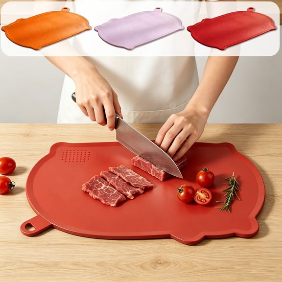 Beautynvta Cute Shape Cutting Board, Non-Slip Kitchen Chopping Mat with Hanging Hole for Fruit Vegetables and Meat