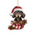 thumbnail image 1 of Beautynvta Dachshund Christmas Tree Decorations, Cute Dog Acrylic Hanging Decor, Flat Funny Sausage Dog Animal Pendant for Xmas Tree Car Interior Holiday Party Gifts, 1 of 6