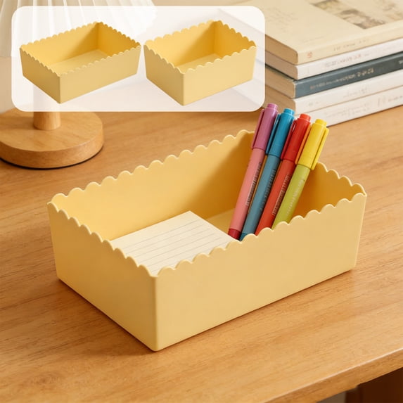 Beautynvta Desktop Storage Box, Cosmetic Organizer Plastic Household Storage Basket Stackable for Office, Bedroom, Bathroom, 4.92x3.94x2.36 Inch