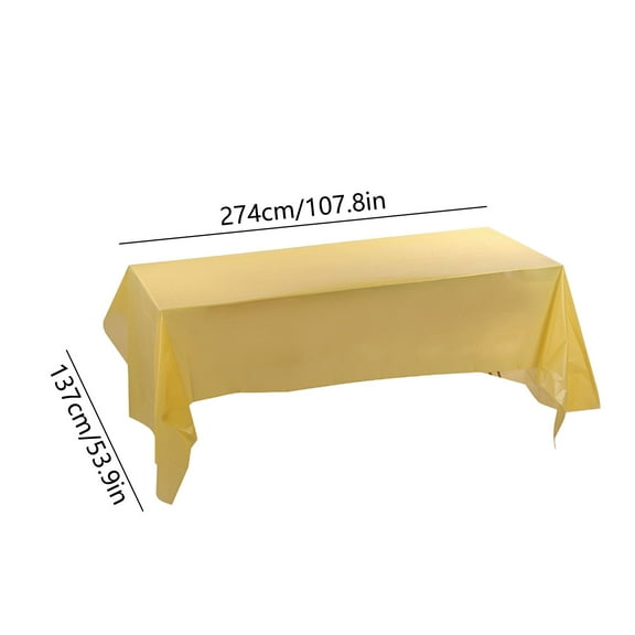 Beautynvta Disposable Plastic Tablecloth, Solid Color Waterproof & Oilproof Tablecloth for Birthday Parties, Dessert Tables, Holiday Decor, 54x108 Inch, Gold