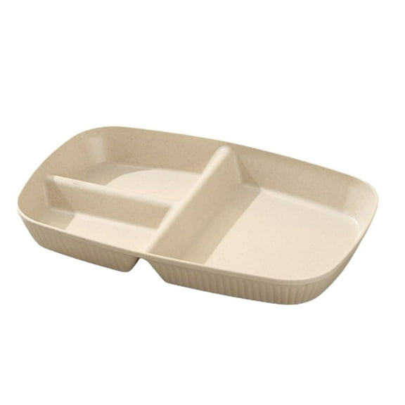 Beautynvta Divided Plates for Adults, Wheat Straw Plates with 3 Compartments, Lightweight Reusable Dinnerware Portion Control Plastic Plates, Plastic Food Separator Dinner Plates