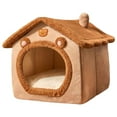thumbnail image 1 of Beautynvta Dog House, Cute Bear Shape Cats Beds for Indoor Cats, Foldable Soft Cats House with Removable Cushion Pillow for Small Medium Dogs Cats, 15.7x17.7x17.7 In, 1 of 9