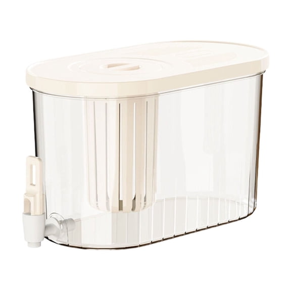 Beautynvta Drink Dispenser with Spigot for Fridge, 4.5L Plastic Clear Beverage Liquid Drink Container, Cold Water Pitcher Lemonade Stand Juice Jug, Beige