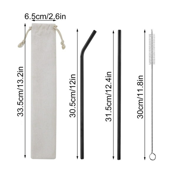 Beautynvta Drinking Straws Set, 11.8'' Reusable Stainless Steel Straws Set with Cleaning Brush for 20/30 Oz for Tumblers, Dishwasher Safe & BPA-Free, (1 Straight|1 Bent|1 Brush)