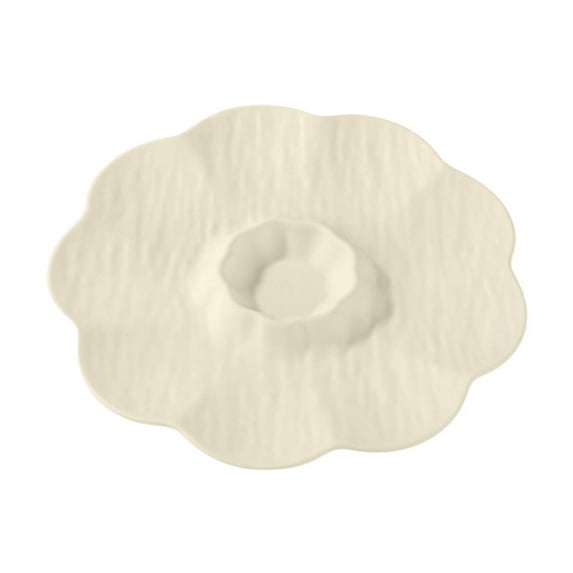 Beautynvta Dumpling Plates with Dipping Saucer, 9.25'' Plastic Fry Shrimp Sushi Plates, Multifunctional Food Platter for Snack, Dessert, Fruit, Veggies, French Fries, Beige