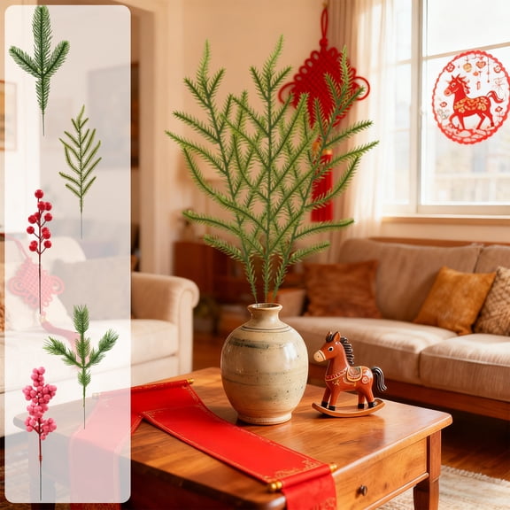 Beautynvta Easter Branches Decor, Artificial Berry Stems Red Spring Berry Stems Picks Branches for Vase Fillers Flower Arrangement Table Centerpiece Decoration
