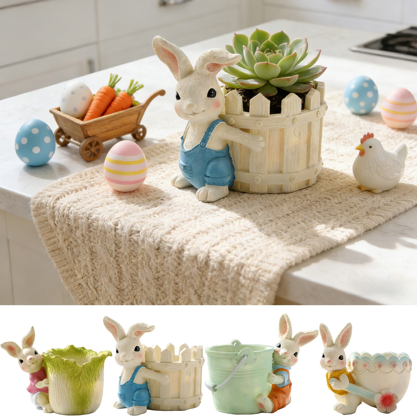 Beautynvta Easter Bunny Planter Pot, Cute Rabbit Flower Pot for ...