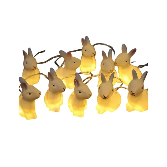 Beautynvta Easter Bunny String Lights, 59'' Waterproof Bunny String Lights with 10 Rabbit Shaped Lights Battery Operated for Indoor Outdoor Garden Decoration