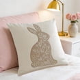 thumbnail image 1 of Beautynvta Easter Bunny Throw Pillow Cover, Flower Rabbit Embroidered Easter Pillowcase, Soft Flock Decorative Cushion Cover for Sofa, Couch, Bed, Holiday Decor, 1 of 6