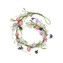 Beautynvta Easter Eggs Garland, 3.94 Ft Artificial Spring Vine with Easter Eggs and Spring Flower Decor for Rustic Mantle Arch Home Table Tree Decoration