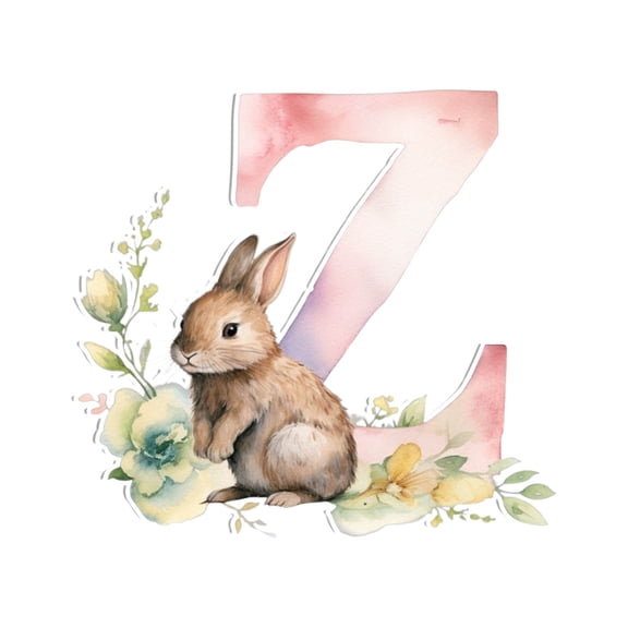 Beautynvta Easter Initial Letters Ornaments, Acrylic Flat Bunny Letters Ornaments, Personalized Rabbit Alphabet Letters Pendant for Tree Hanging, DIY Craft Easter Decoration, Z