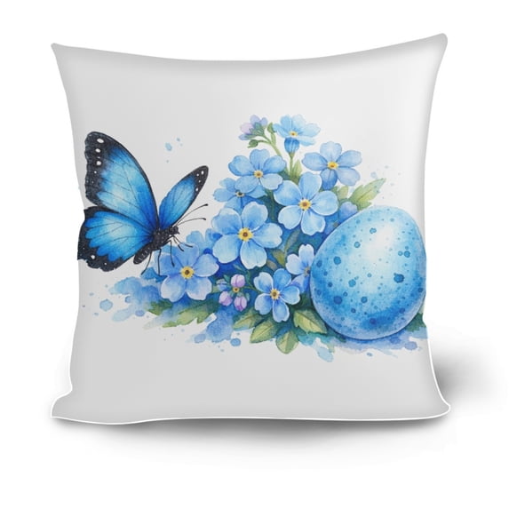 Beautynvta Easter Pillow Covers, 17.3x17.3 Inch Blue Series Easter Themed Throw Pillowcase, Colorful Eggs Printed Cushion Cases for Couch Sofa Bed Decor