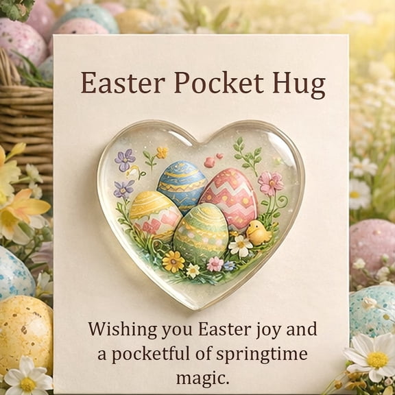 Beautynvta Easter Pocket Hug Gift, Spring Eggs Design Heart Pocket Hug Cards, Emotional Support Cross Pocket Hugs, Easter Basket Stuffers Gift for Friends, Family
