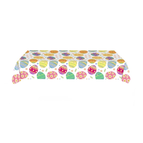 Beautynvta Easter Tablecloth, Easter Colorful Eggs Tablecloth, Disposable Plastic Spring Holiday Rectangle Table Cover for Table Decorations Party Supplies Decor, 54''x108''
