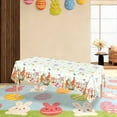 thumbnail image 1 of Beautynvta Easter Tablecloth, Happy Easter Table Cover, Disposable Plastic Rectangle Tablecloth, Bunny Flowers Colorful Eggs Table Cloth for Spring Party Supplies, 54''x108'', 1 of 5
