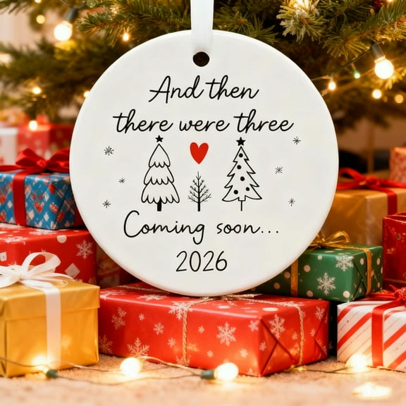 Beautynvta Expecting Baby Ornament 2026, and Then There were Three Ornament, Baby Coming Soon 2026, Pregnancy Announcement for Family of Three