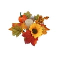 thumbnail image 1 of Beautynvta Fall Candle Rings Wreath, 9.45'' Artificial Maple Leaf Wreath Candle Holders with Berry Pumpkin, for Fall Thanksgiving Halloween Table Centerpiece Decor, 1 of 6