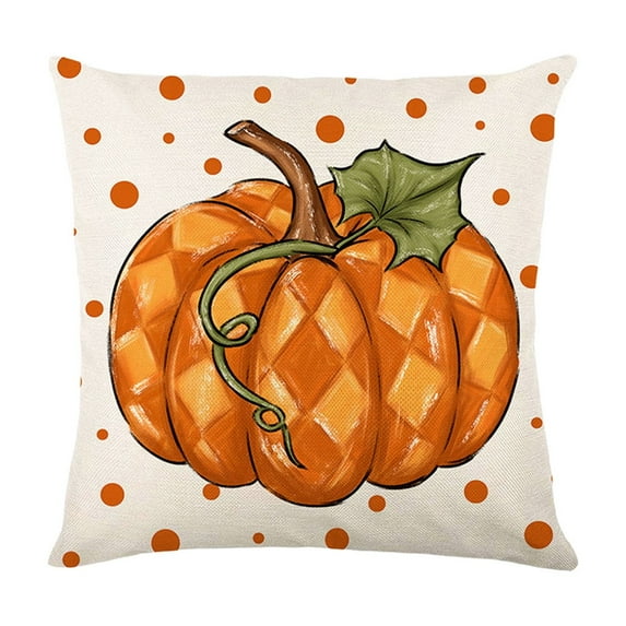 Beautynvta Fall Thanksgiving Themed Pillow Covers, 18x18 Inch, Pumpkin Maple Leaf Decorative Throw Pillowcase, Linen Pillowcase for Autumn Harvest Festival Couch Sofa Bed Decor