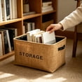 thumbnail image 1 of Beautynvta Foldable Storage Bin, Linen Fabric Storage Basket with Handles for Home, Office, Closet, 16x13x10.2 Inch, 1 of 6